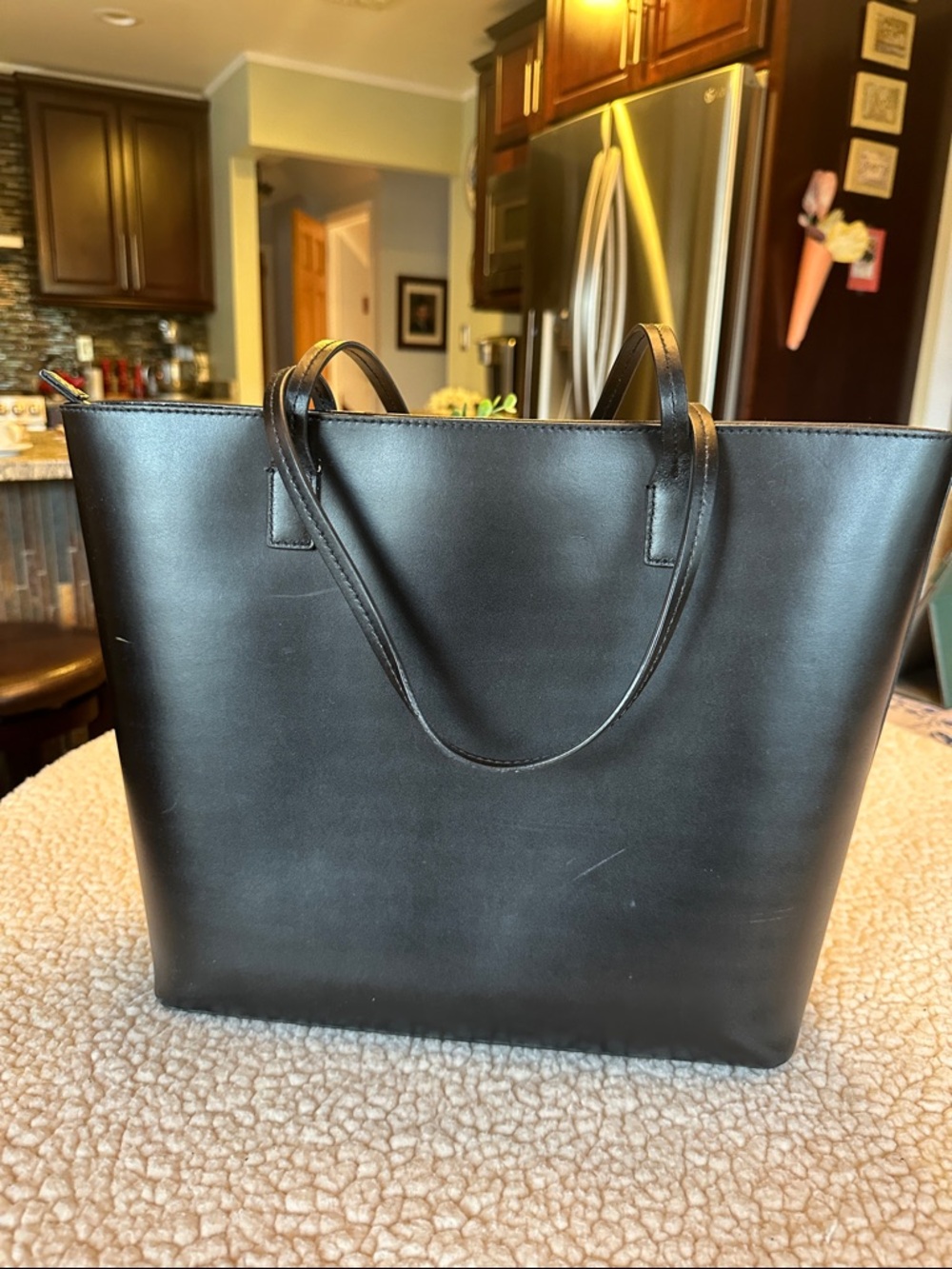 Kate Spade Black Leather Tote with Contrast Pink Tassel - Picture 3 of 8